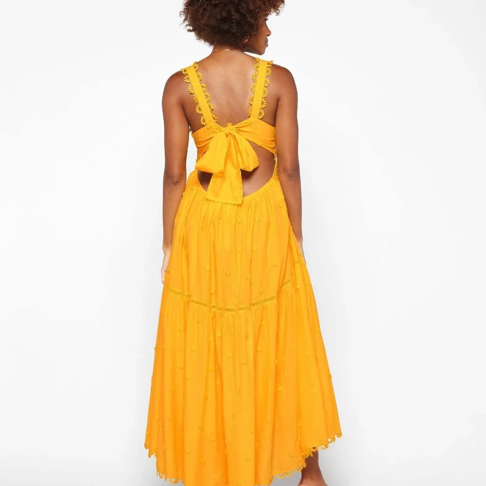 FARM RIO Yellow 3D Flowers Midi Dress - Picture 7 of 16